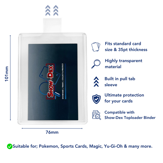 Show-Dex 100 Toploaders & Pull Tab Card Sleeves
